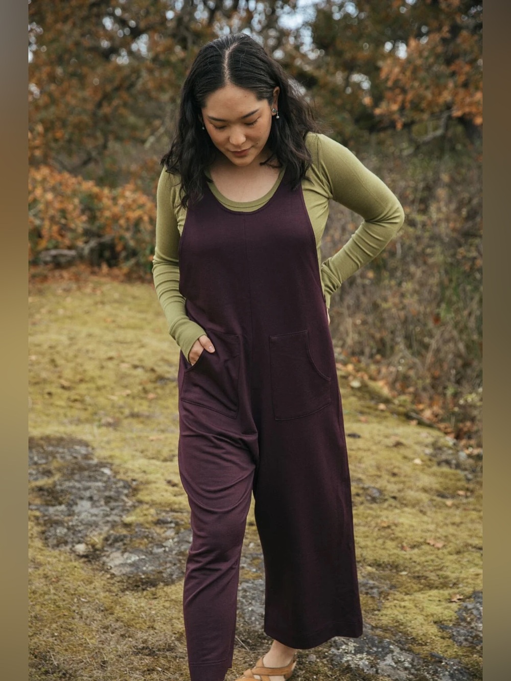 Simply Merino Wool Overalls Eggplant Size Medium